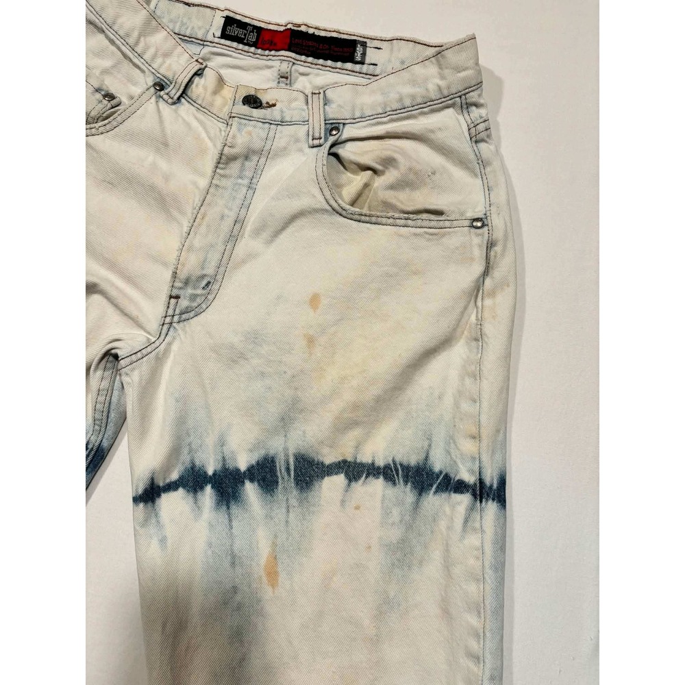 Vintage Levis SilverTab Loose Bleached Tie Dye Striped Jeans Men 30x34 90s Denim - Picture 12 of 16
